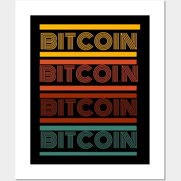 Bitcoin Retro Vintage Typography Wall Art by RedSparkle 